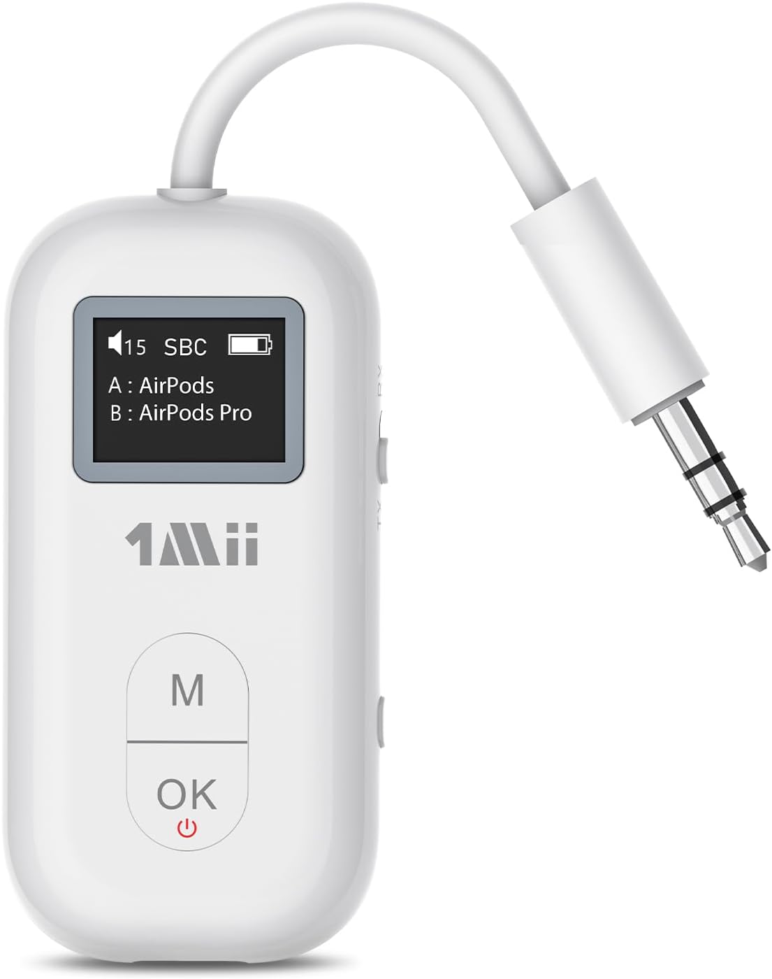 Emetteur-récepteur Bluetooth audio portable pour casque filaire - blanc