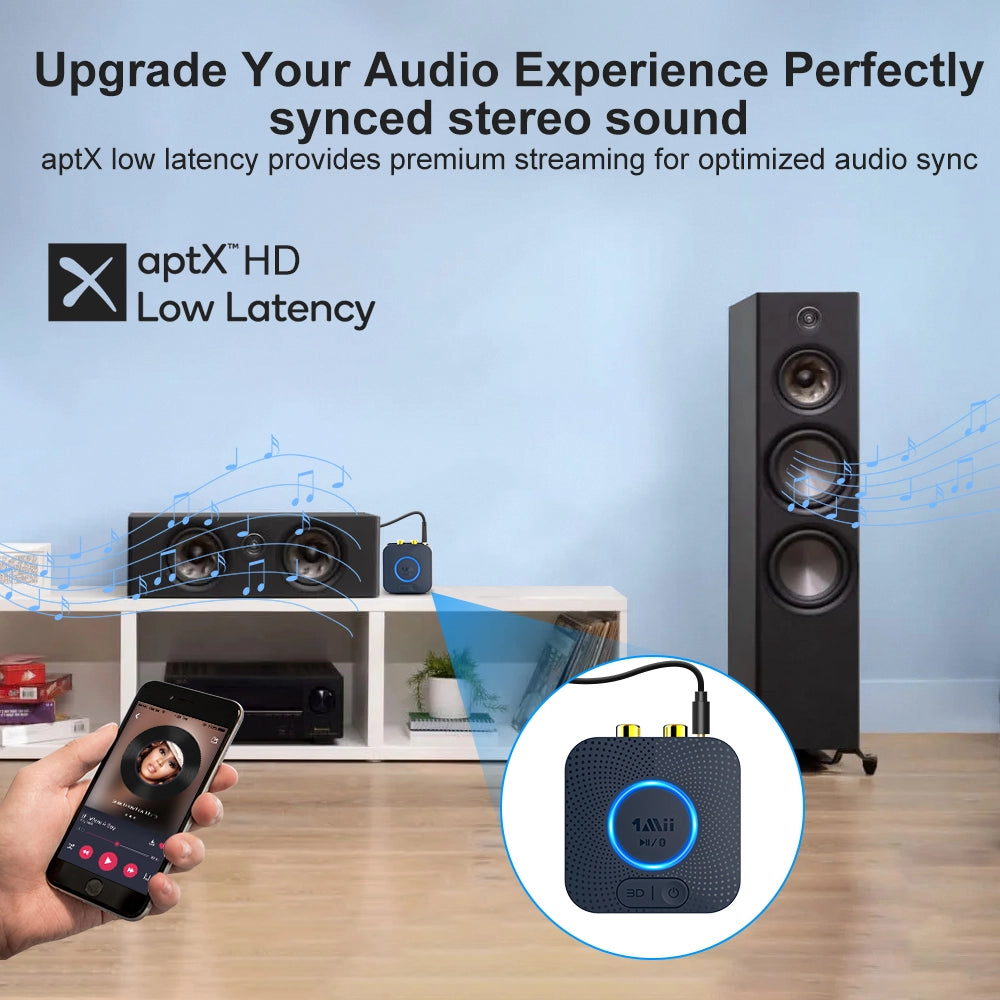 pow Bluetooth Empfänger drahtloser Audioadapter Receiver für Stereoanlage  Musikanlage Audio HiFi Lautsprecher Musikstreaming-Soundsystem mit AUX