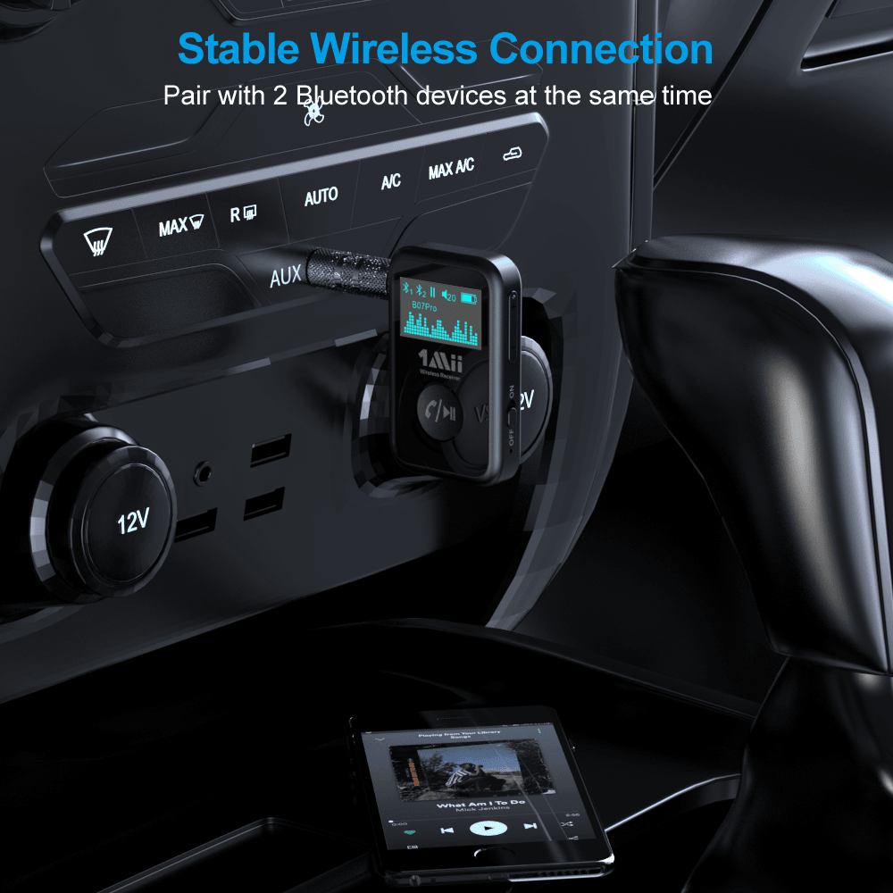 Receptor Bluetooth 5.0 del coche, adaptador Bluetooth del coche conector  auxiliar de 3,5 mm con reducción de ruido inalámbrica para estéreo del coche  / estéreo doméstico / auriculares con cable / altavoz