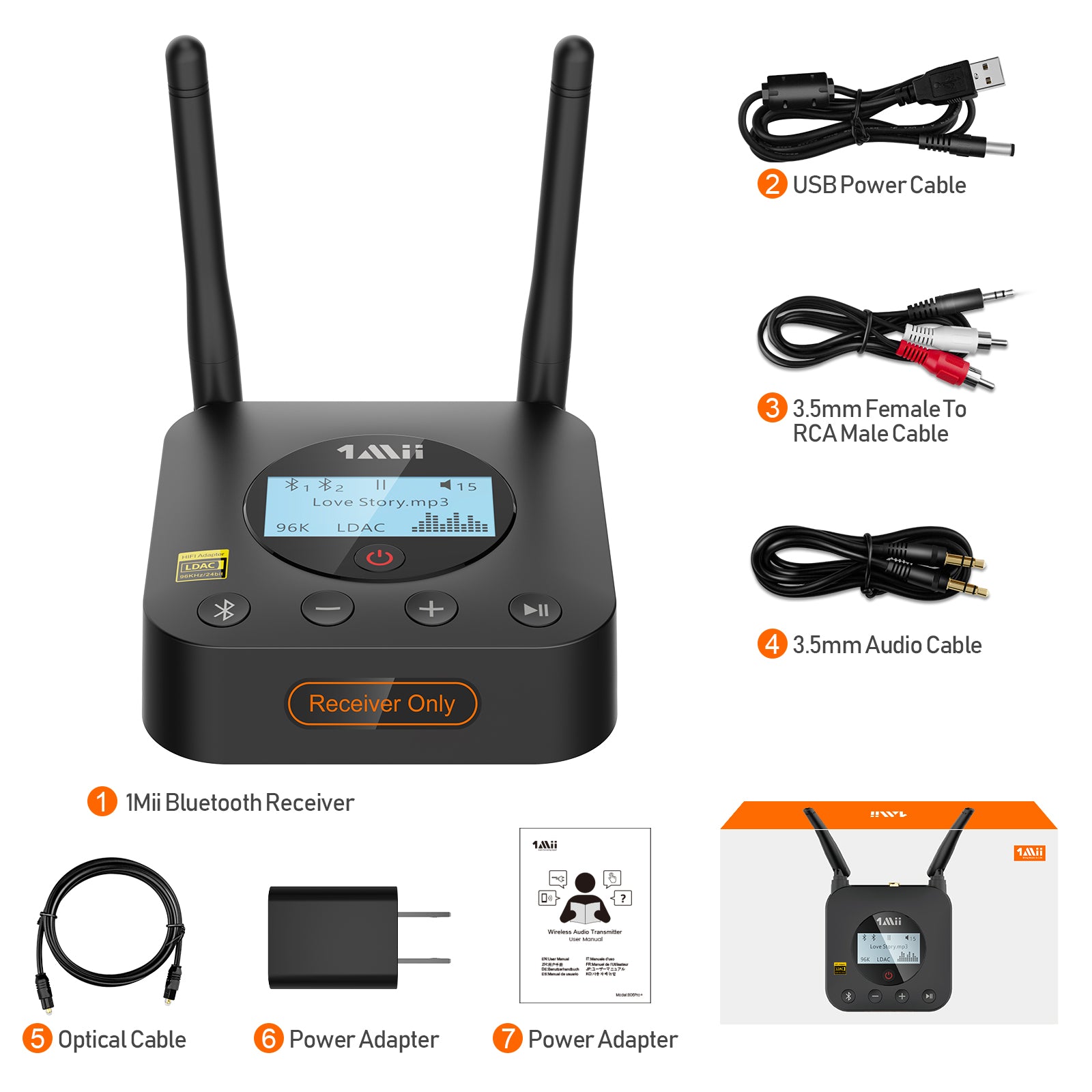 1Mii B06 Pro Bluetooth 5,0 3D HIFI Audio Empfänger Adapter Apt-X-LL  Glasfaserstecker Tragbar - Henrik & Hans Online Shop